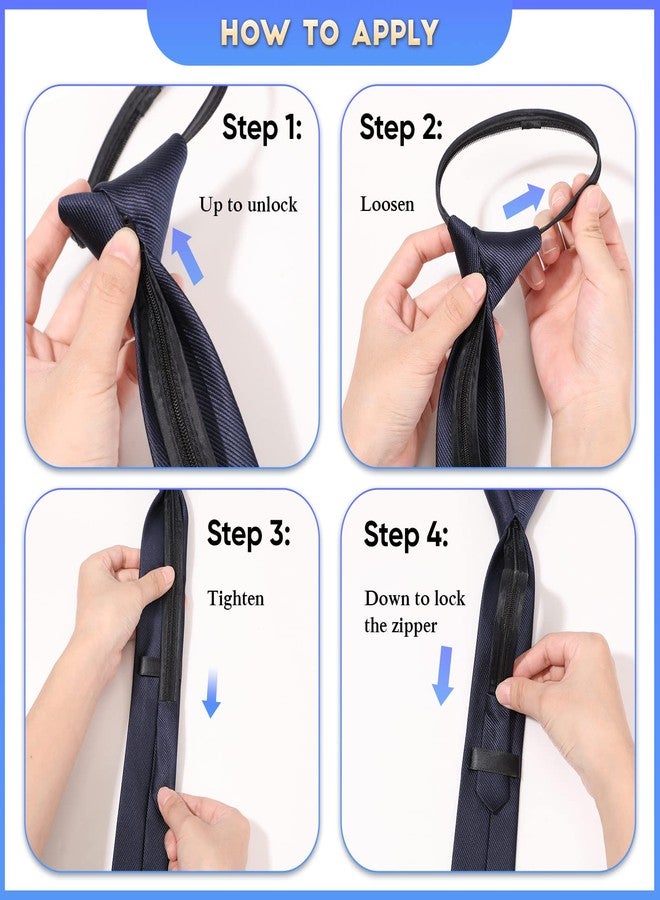 Xinnun 5 Pieces Mens Zipper Ties Pre Tied Adjustable Neckties Solid Color Skinny Necktie Thin Clip on Slim Tie for School Wedding Christmas Party Uniforms, Black, Navy, Gray, Silver Gray, Dark Red - Image 2